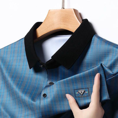 Stylish Men's Checkered Polo Shirt - Breathable Fabric, Classic Tailored Fit